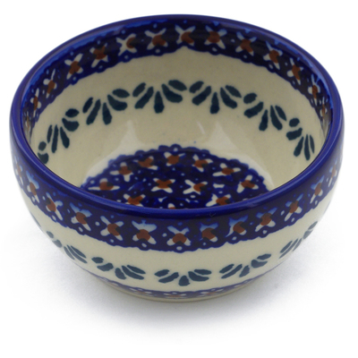 Polish Pottery Bowl 3&quot; Blue Cress