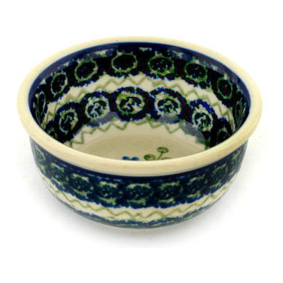 Polish Pottery Bowl 3&quot; Blue Daisy Circle