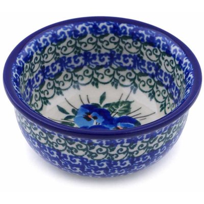 Polish Pottery Bowl 3&quot; Blue Pansy