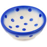 Polish Pottery Bowl 3&quot; Blue Polka Dot