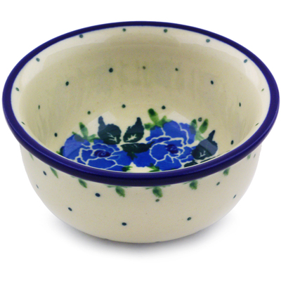 Polish Pottery Bowl 3&quot; Blue Rose