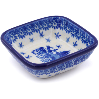 Polish Pottery Bowl 3&quot; Blue Winter