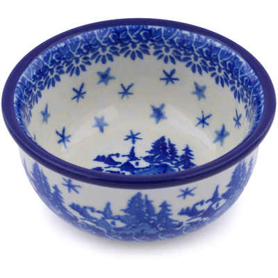 Polish Pottery Bowl 3&quot; Blue Winter
