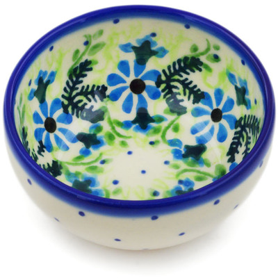 Polish Pottery Bowl 3&quot; Blue Wreath