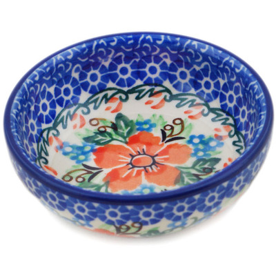 Polish Pottery Bowl 3&quot; Brilliant Pansy UNIKAT