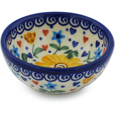 Polish Pottery Bowl 3&quot; Butterfly Sunshine UNIKAT