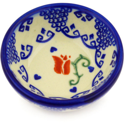 Polish Pottery Bowl 3&quot; Butterfly Tulips