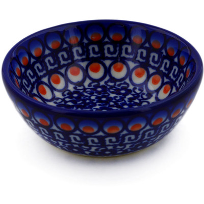 Polish Pottery Bowl 3&quot; Floral Peacock