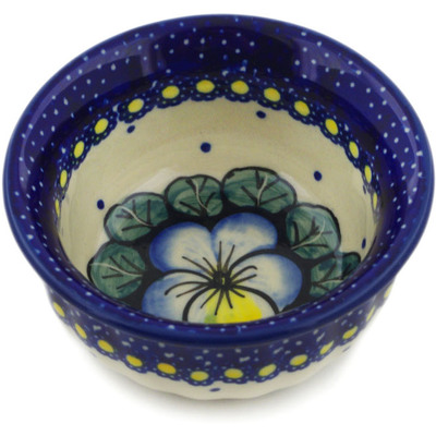 Polish Pottery Bowl 3&quot; Flower In The Grass UNIKAT