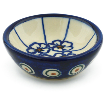 Polish Pottery Bowl 3&quot; Flowering Peacock