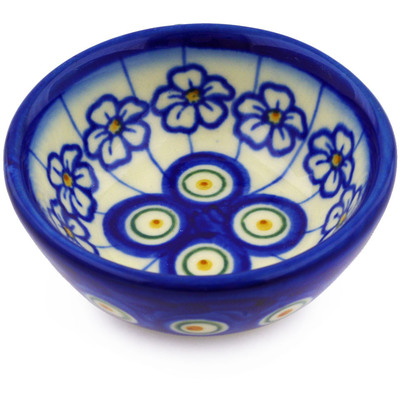 Polish Pottery Bowl 3&quot; Flowering Peacock