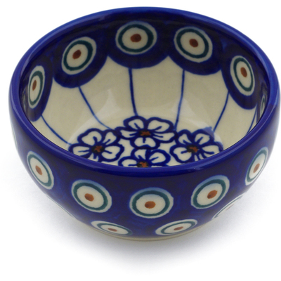 Polish Pottery Bowl 3&quot; Flowering Peacock