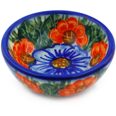 Polish Pottery Bowl 3&quot; Flowers In Bloom UNIKAT