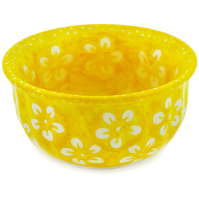 Polish Pottery Bowl 3&quot; Lemonade Field UNIKAT