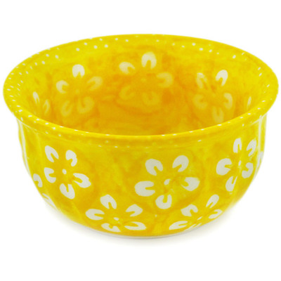 Polish Pottery Bowl 3&quot; Lemonade Field UNIKAT