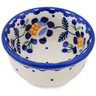 Polish Pottery Bowl 3&quot; Orange And Blue Flower