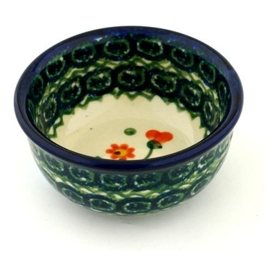 Polish Pottery Bowl 3&quot; Peach Spring Daisy