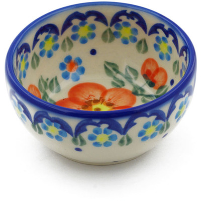 Polish Pottery Bowl 3&quot; Peach Tudor Rose