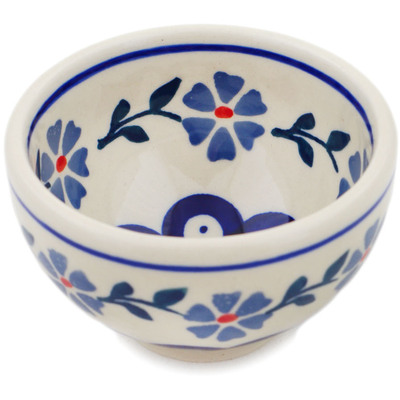 Polish Pottery Bowl 3&quot; Peacock Forget-me-not