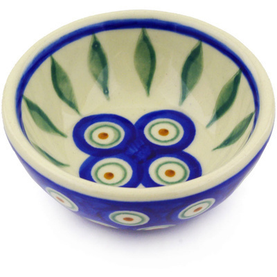 Polish Pottery Bowl 3&quot; Peacock