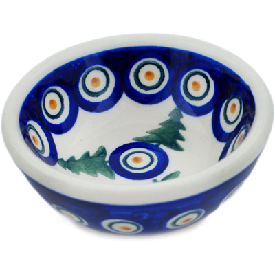 Polish Pottery Bowl 3&quot; Peacock Pines
