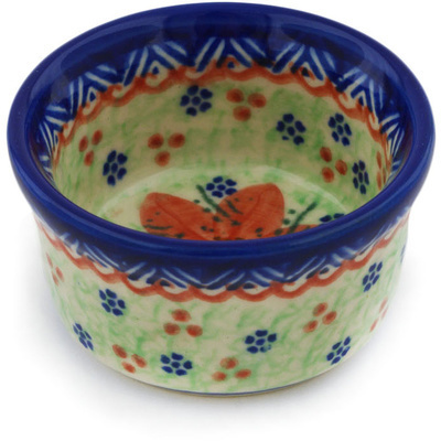 Polish Pottery Bowl 3&quot; Poinsettia UNIKAT