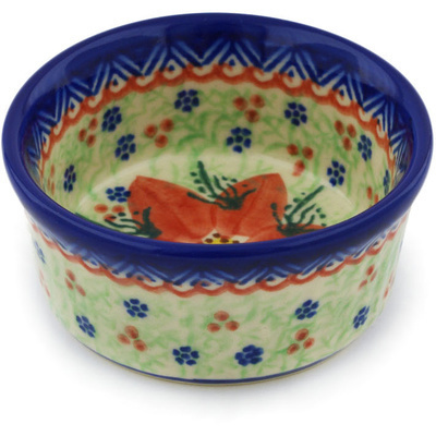 Polish Pottery Bowl 3&quot; Poinsettia UNIKAT