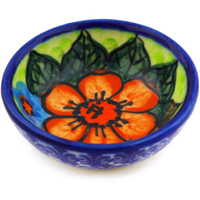 Polish Pottery Bowl 3&quot; Poppies UNIKAT