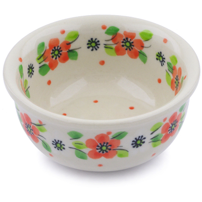 Polish Pottery Bowl 3&quot; Poppy Flower
