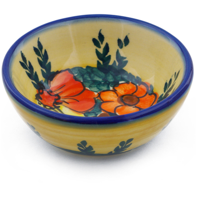 Polish Pottery Bowl 3&quot; Poppy Love UNIKAT