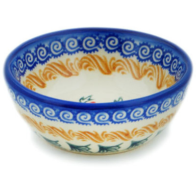 Polish Pottery Bowl 3&quot; Red Cornflower