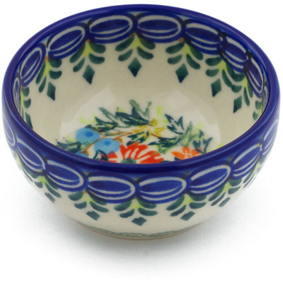 Polish Pottery Bowl 3&quot; Ring Of Flowers UNIKAT