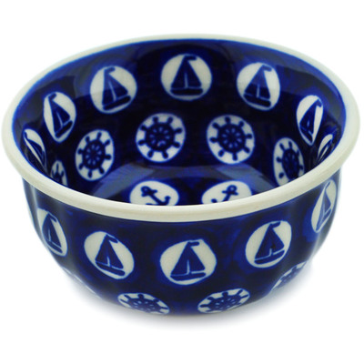 Polish Pottery Bowl 3&quot; Set Sail Into The Blue