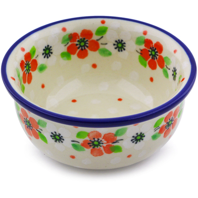 Polish Pottery Bowl 3&quot; Simple Scarlet