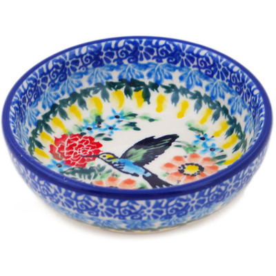 Polish Pottery Bowl 3&quot; Solo Hummingbird UNIKAT