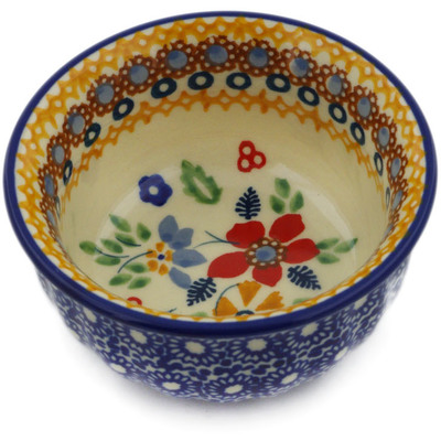 Polish Pottery Bowl 3&quot; Summer Bouquet UNIKAT