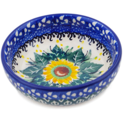 Polish Pottery Bowl 3&quot; Sunflowers At Sunset UNIKAT