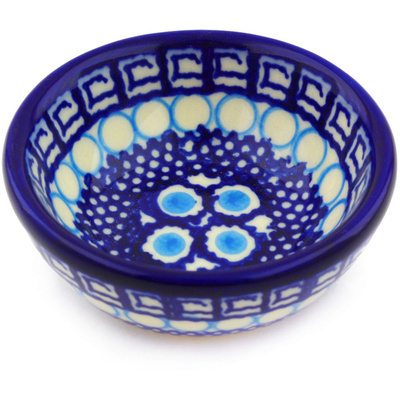 Polish Pottery Bowl 3&quot; Tribal Blue