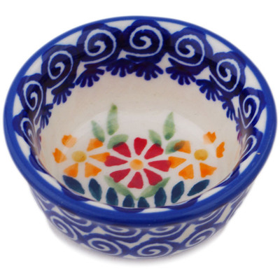 Polish Pottery Bowl 3&quot; Wave Of Flowers