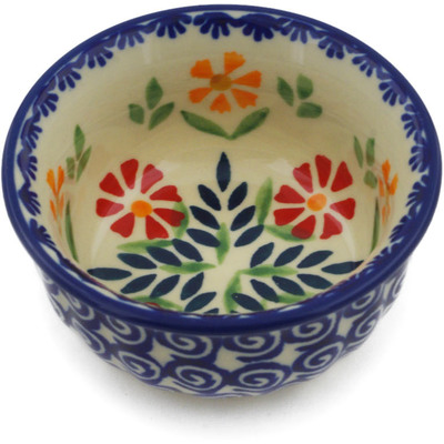 Polish Pottery Bowl 3&quot; Wave Of Flowers