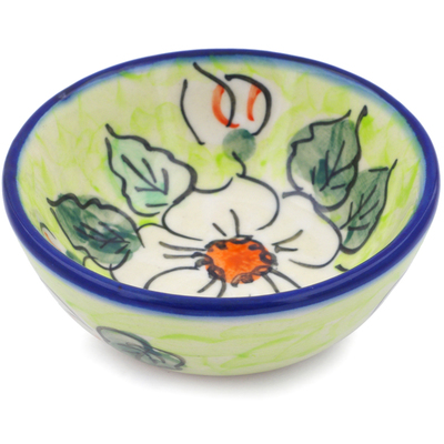 Polish Pottery Bowl 3&quot; White Flower Bouquet UNIKAT