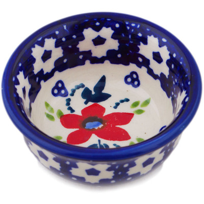 Polish Pottery Bowl 3&quot; Wild Flower Bloom UNIKAT