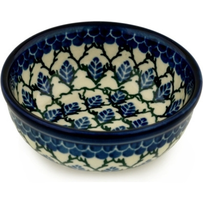 Polish Pottery Bowl 4&quot; Aspen Leaf Trellis