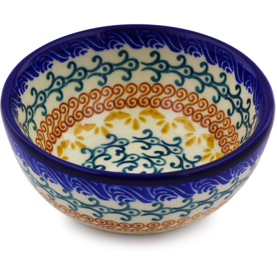 Polish Pottery Bowl 4&quot; Autumn Swirls