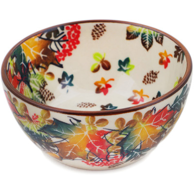 Polish Pottery Bowl 4&quot; Autumn Wind UNIKAT