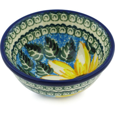 Polish Pottery Bowl 4&quot; Black Eyed Susan UNIKAT