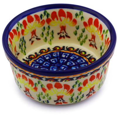 Polish Pottery Bowl 4&quot; Blooming Red