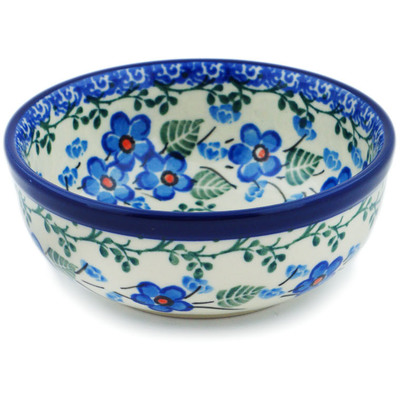 Polish Pottery Bowl 4&quot; Blue Blossom