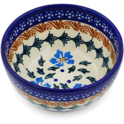 Polish Pottery Bowl 4&quot; Blue Cornflower