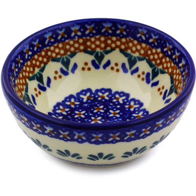 Polish Pottery Bowl 4&quot; Blue Cress